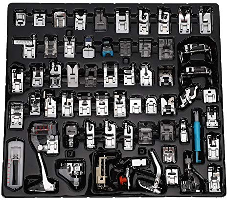 Garosa 62-teiliges Nähmaschinen-Pressfuß-Set, Edelstahl, Haushaltsnähmaschinen Nähfüße für Bruder, Sänger,