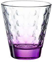Leonardo Optic Trink-Glas, 1 Stück, spülmaschinenfestes Wasser-Glas, bunter Trink-Becher aus Glas, Saft-Glas, lila, 215 ml, 025921