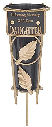 Grave Vases with Spike Grave Ornaments - Memorial Plaques/Black Vases Flower Holders with Personalised Quotes; Metal Spikes Grave Decorations in Loving Memory of your Loved Ones (Daughter)