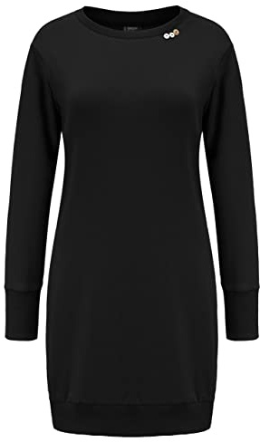 DOTIN Pullover Långa Dam Höst Vinter Klänningar Elegant Sweatshirt Hoodie Hoody Tröja Svart S