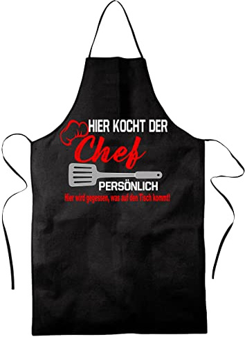 BLICKFANG Lustige Küchenschürze für Männer| HIER KOCHT DER CHEF | Kochschürze, Latzschürze, Grillschürze, Partyschürze | Geschnek, Geburtstag, Schurz