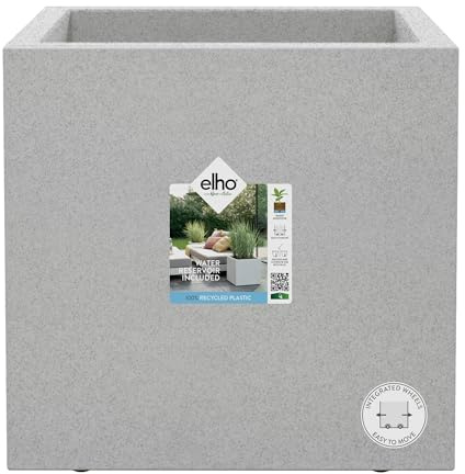 elho Vivo Next Quadrat 40 - Blumenkasten für Innen & Außen - 100% Recyceltem Plastik - L 39.0 x H 37.9 cm - Grau/Living Beton