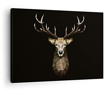 ARTTOR Bilder auf Leinwand 70x50cm Wandbild Tiere - 4215 | Geometrisch Reh Modern Klein Wanddekoration Wohnzimmer Schlafzimmer Wanddeko Wand Kunstdruck Wandkunst Wall Decor ARTTOR