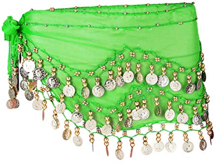 PRETYZOOM Bauchtanz Hüfttuch Rock Bauchtanz Hip Schal Frauen Chiffon Baumeln Bling Sü?er Bauch Tanz Laute 3 Reihen 128 Outfit Chiffon-Hüfttuch