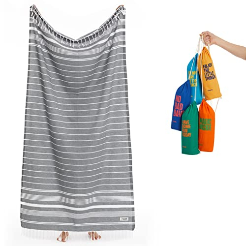 Luum® XXL Strandtuch Damen Herren Hamamtuch Saunahandtuch Damen Handtuch Yogatuch Duschtuch Strandhandtuch Saunatuch Badetuch Reisehandtuch Reisezubehör leichte Reisedecke, Anthrazit