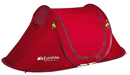 Eurohike Pop 200 2 Man Tent with Sewn in Groundsheet, Pop-Up Design Pitches in Seconds, Lightweight, Waterproof & Ventilated, Ideal for Festivals & Camping Trips, 1500mm HH
