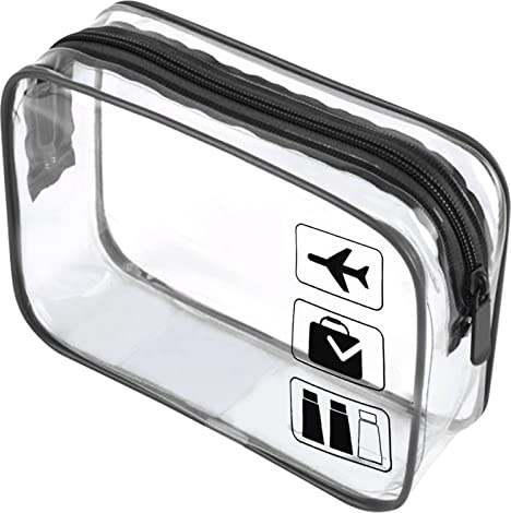 Clear Travel Toiletry Bag TSA Approved Quart Size Travel Bag Airport Carry on Liquid Bag Cosmetic Pouch Shower Bag Transparent Toiletries Bag Airport Security Toiletry Bags(Black)