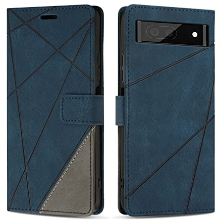 SONWO Hülle für Google Pixel 6A, Premium PU Leder Handyhülle Flip Case Wallet Lederhülle Silikon Schutzhülle Klapphülle für Google Pixel 6A, Blau