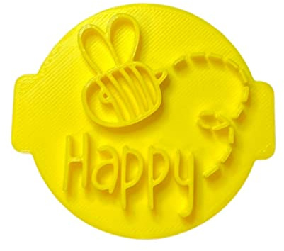 The Cookie Cutter Hub Bee Happy Embosser No 90 /Stamp for Cupcakes Fondant Icing Clay Cake Baking Decoration