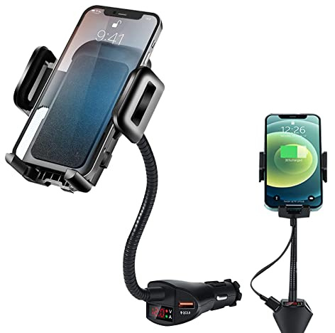 Supporto per telefono per Accendi-sigarette, supporto 3 in 1 con rilevatore di tensione, caricatore per auto compatibile con l'accendino di tabacco di ricarica smartphone