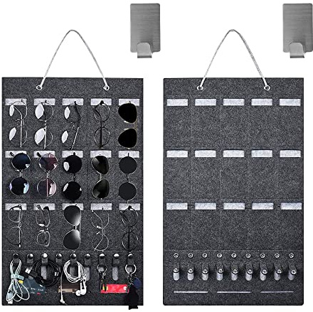 LANSKYLAN 15 Filzschlitze Brillenaufbewahrung Hängend Brillen Aufbewahrung Wand Brille Aufbewahren Sonnenbrillen Aufbewahrung Hängende Sonnenbrille Organizer Filz Sonnenbrillenhalter für die Wand
