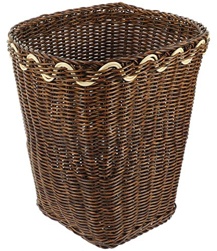 NUOBESTY Woven Trash Can Abs Material Decorative Waste Basket for Home Office Bathroom