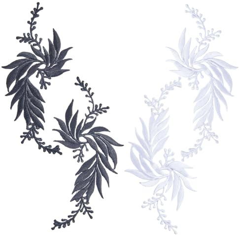 GORGECRAFT 4pz 2 Colori Foglia Ricamo Applique Foglie Toppe in Ferro Pizzo Colorato Foglia Stoffa Costume per Donne Giacche Jeans Adesivi Vestiti Fai da Te Pantaloni Eleganti Cucito Decorazione