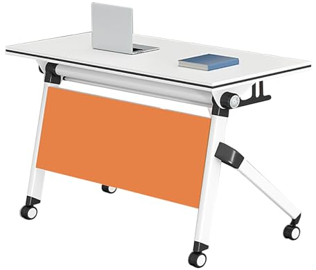 Klapptisch Konferenztisch Faltbares Besprechungstisch-Set Mobiler Schulungstisch mit Klappdeckel Und Feststellbaren Rädern Rechteckiger Rollender Multifunktionaler Computertisch für Konferenzräume ( C