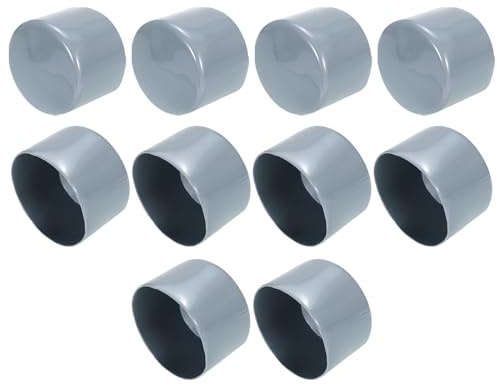 QUARKZMAN 10 Stück Gummikappen, 60mm Rohrstopfen Endkappe Rund Schutzkappen Pfostenkappe Abdeckkappen Zaunpfosten Endspitze Kappen für Gartenstühle Tischbeine Möbelfüße Gleiter, Grau