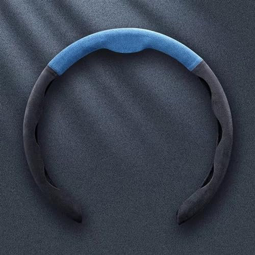 Lenkradbezug Auto-Lenkradbezug 38 cm 15 Zoll Dünnes Fell rutschfest Atmungsaktiv Anti-Rutsch-Zubehör Dekoratives Lenkradzubehör Lenkradhülle(B Blue Black)