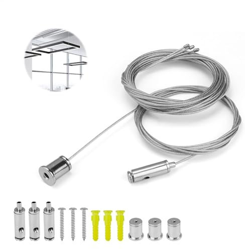 WJUAN Cable Acero, 4 Piezas, Plata, Acero Inoxidable, Tensores de Alambre, 1,5 mm × 2 m, Longitud Ajustable, Tensor Cuerda, para Sala de Estar, Baño, Oficina