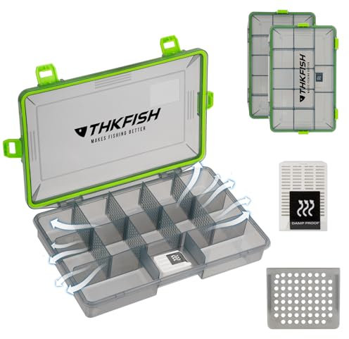 THKFISH Wasserdichte Angelkoffer, 2PCS 3600 Angelbox, Transparente Tackle Box, Angelboxen mit Herausnehmbaren Trennwänden, Angelköder Box, Angelkiste, Wobbler Box