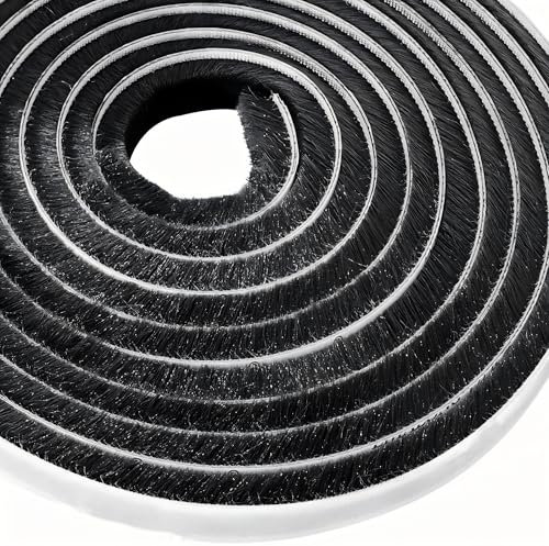 Lamondre 5 Meters Draft excluder for Doors, Window Seal Strip, Adhesive Draught Stopper, Draught excluder for Door, Window, Wardrobe - High-Density Felt - 9mm(W) * 9mm(H)- Black