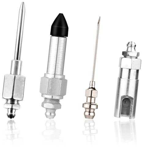 Gosknor 4 Pcs Grease Needles, Grease Fitting Tool Steel Grease Gun Needle Nozzle Kit Grease Gun Needle Injector Tip Accessory for Sealed Bearings And Constant Velocity Joints
