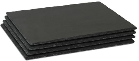 GDYIHANG12 x 9Inch 4 Pack Slate Cheese Board with Natural Edge for Kitchen Dining Party, Charcuterie Stone Plates for Cake Fruit Meat Appetizers Dried Fruits Display Chalkboard, Set of 4
