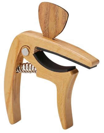 BESTonZON Holz Gitarren Kapodaster für Akustische und E-gitarre mit Plektren Leicht Verstellbar Sicherer Halt für Üben und Aufnahmen