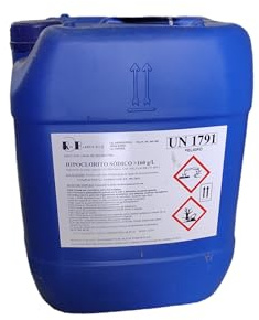 Hipoclorito Sódico para Piscinas y Limpieza en General | Cloro líquido para desinfección de Aguas | Esterilización de Piscinas, pozos y Tanques | Bidón de 25 Kg