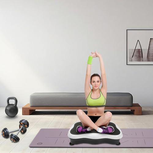 Oszillierende Vibrationsplattform, Shaper mit Fernbedienung und Gummiband, Training, Sport Fitness, 99 Geschwindigkeitsstufen, Schwarz und Weiß