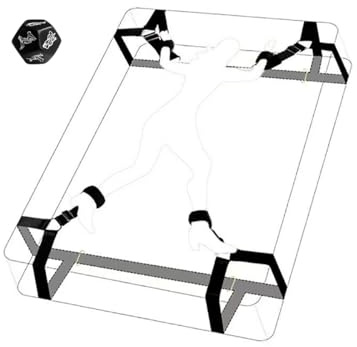 BDSM Bondage Set con esposas de cama, muñequeras y tobilleras – Juego erótico para parejas y principiantes con dados de 12 caras para fantasías y juegos de rol