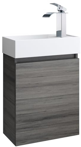 Faizee Home | Badmöbel Set Grau – Waschtisch mit Unterschrank & Keramik-Waschbecken | Ohne Armatur | Modernes Badezimmermöbel mit elegantem Design