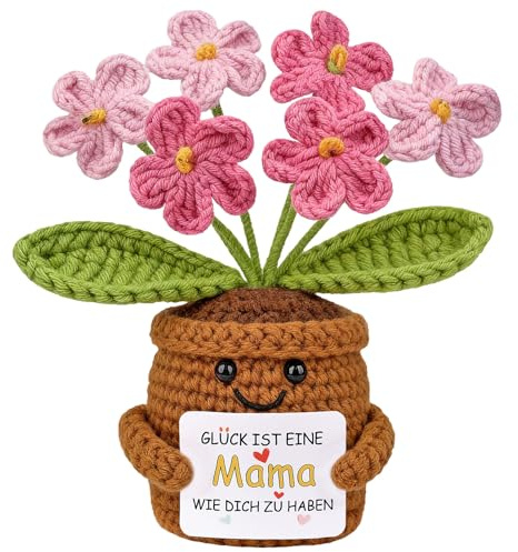 Mwmoeen Gestrickte Blumen Geschenk für Mama, Beste Mama Geburtstags Geschenke Vergissmeinnicht Rosa Blumen, Herzerwärmendes Mutter Geschenk für Weihnachten Silvester Adventskalender Füllung