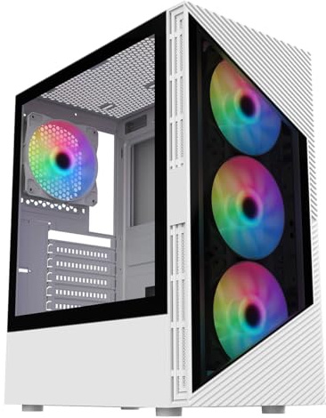 ASC TECHNOLOGY Gaming PC Tower, i7-3770 3.90GHz, 16GB RAM, GT 730 2GB, 256GB SSD + 1TB HDD, 500W 80+ PSU, White 6 Fan Glass RGB Case, WiFi, Windows 11 – High Performance Gaming Setup