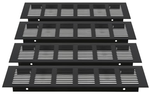 BUGUUYO 4 Rejillas De Ventilación Para Armarios Rejilla De Aluminio Para Zócalo Ventilación De Armarios Color Negro