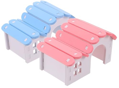 TOYZFRIENDY 2 Stück-Pack Hamsterhaus aus Kunststoff Buntes Kleintierversteck für Hamster Mäuse und Meerschweinchen Gemütliches Schlafnest und Spielhaus für Kleintierkäfige