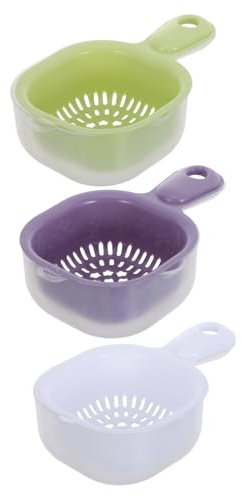 BESPORTBLE 3 Cestas de Drenaje de Doble Capa con Asa, Cuenco de Plástico para Escurrir Frutas Y Verduras, Colador Pequeño con Colador para Minilavadoras de Tomates, Uvas Y Bayas (7,9 X 4,9 X 2,8