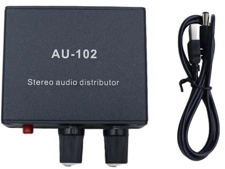 Batum Mezclador de audio estéreo 2 entradas 2 salidas, amplificador de distribución de auriculares para mezcla de fuentes de audio, amplificador de ganancia de micrófono para estudio doméstico.