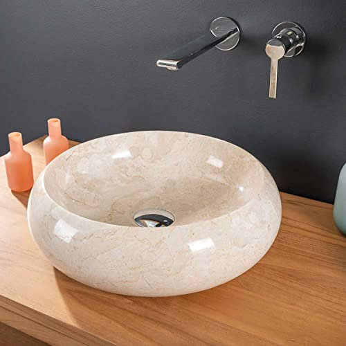 Wanda collection - Vasque Ronde en marbre à Poser Venise crème 40cm