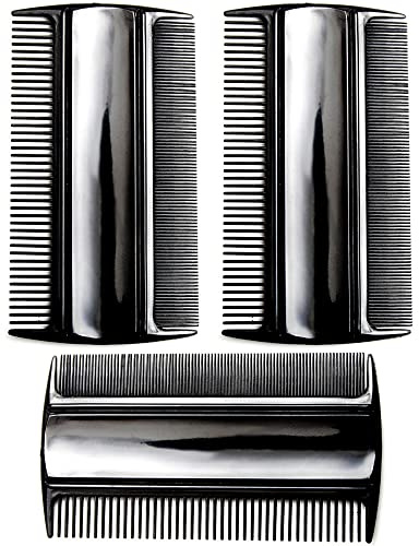Favorict (3 Pack) 3.5 Pocket Hair Comb Beard & Mustache 2 Sides Combs for Men's Hair Beard Mustache and Sideburns (Black)