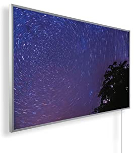 Könighaus Bildheizung 1200 Watt - Smart App - 18-29 m² | Motiv: 03. Sternenhimmel Ohau, Weißer Rahmen, TÜV SÜD, Smart Thermostat, Könighaus App