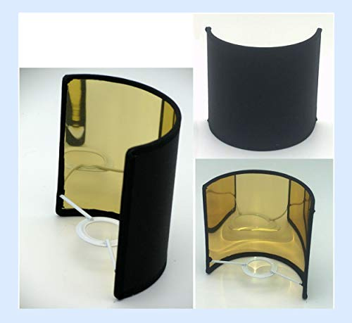 Paolo Rossi paralume vela ventola mezza tonda in tessuto cinzato con interno oro - produzione propria - made in Italy (nero oro, diametro 12)