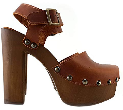 Kiara Shoes Schwedische Clogs mit hoher Ferse braune - MY462 Marrone (BRAUN, EU Schuhgrößensystem, Erwachsene, Damen, Numerisch, M, 41)