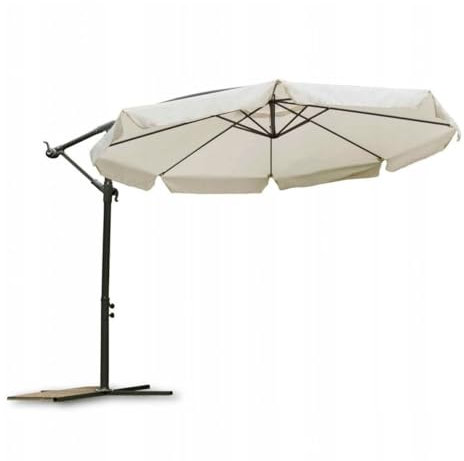 Plonos Sonnenschirm Marktschirm Gartenschirm 8 Dachstreben Ø 350cm drei Farbvarianten (Beige)