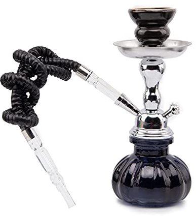chicha 11 Pouces Fait Main Chicha Verre D'eau Ensemble de Narguilé avec 1 Tuyau pour Shisha Fumeur (Color : Black)