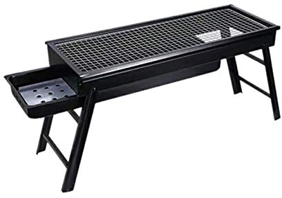 BBQ Grills für Outdoor 23.6 x7.9 x12.9 Gefaltete Holzkohle BBQ Grill Set Gusseisen Tragbare Klappkohle Grill Grill □ für Picknick-Patio-Garten-Camping im Freien, Schwarz Geeignet Camping, für Garte