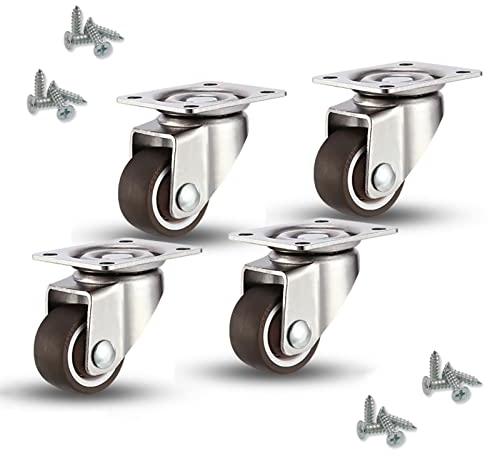 Suwooy 4 STK. Lenkrollen Schwerlast 25mm 32mm 38mm 50mm,Leise Möbelrollen,Schwenkrollen Mit Bremse,Gummilaufrollen,Ersatz Rollen Für Möbel,Transportrollen Möbel,Plattenrollen,4NoBrakes-38mm