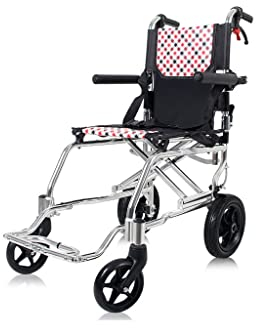 Chaise de transport Fauteuil roulant de voyage portable, fauteuil roulant en alliage d'aluminium pliant, fauteuil roulant simple ultra-léger, respirant Oxford Fauteuil roulant déambulateur pliant