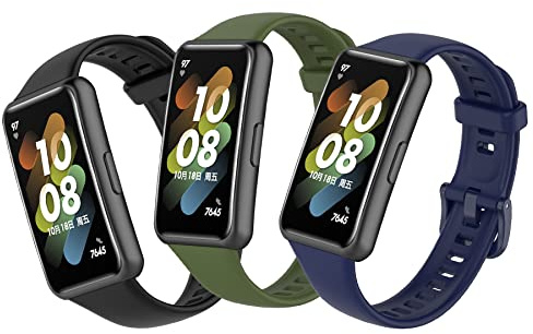 MIJOBS 3 st ersättningsband för Huawei Band 7 – silikonarmband vattentäta sportband kompatibla med Standard & NFC Edition