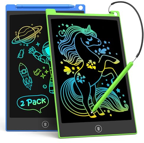 TECJOE 2 Pack LCD Writing Tablet, 8.5 Inch Colorful Doodle Board Drawing Tablet for Kids, Erasable Reusable Writing Drawing Pad, Learning Toys Gifts for 3 4 5 6 Years Old Boys and Girls Toddlers