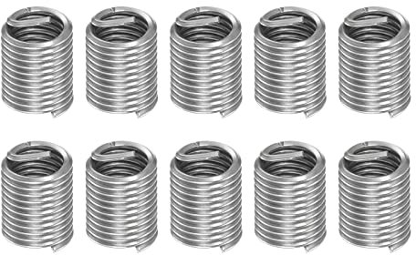 sourcing map 10Stk. 304 Edelstahl Draht Gewindeeinsatz Spiraldraht Gewinde Hülse M6 x 1 2,5D 15mm