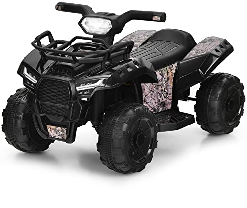 COSTWAY 6V Elektro Kinderquad mit Stauraum, Mini Elektroquad mit Musik, Hupe und LED Scheinwerfer, Kinder Quad 2 km/h, für Kleinkinder ab 18 Monaten (Schwarz)
